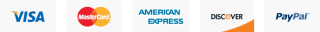 We accept Visa MasterCard AmericanExpress Discover PayPal